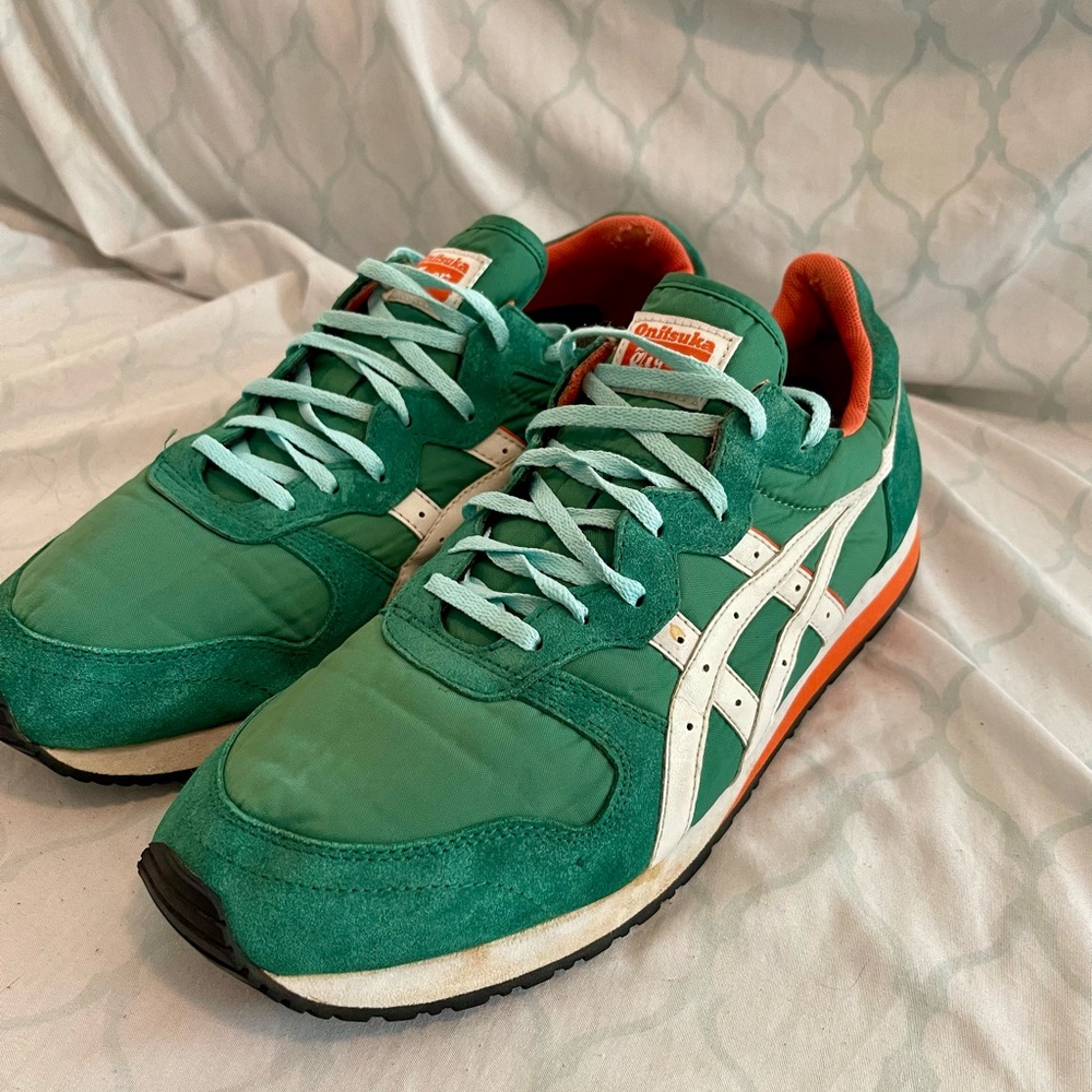 Onitsuka Tiger Green and Orange Sneakers